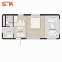 YUNBAY Cabine Capsule Apple Modulaire 46 m² avec Corps Courbé Aérodynamique, Verre Panoramique Noir et Cadre Argenté