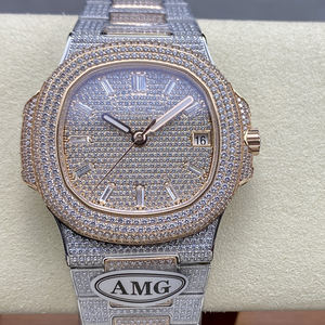 Boîtier de montre de luxe entièrement serti de pierres, or 18 carats personnalisé avec moissanite, montres ultra-minces pour un style intégré - Product Image 3