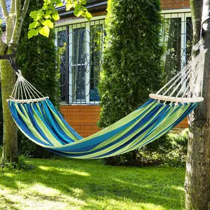 Kunden spezifische Bestseller Camping Nylon Baumwolle Hammokc Outdoor Zwei Personen verstellbare Hängematte Bett Platzsparende Stahlst änder