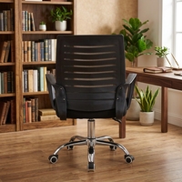 Chaise de bureau économique en maille respirante avec dossier rembourré et siège coussiné, pivotante et à roulettes, pour personnel de bureau, étudiants et usage domestique