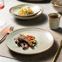 Vaisselle japonaise Vajilla, restaurants décontractés, chic et élégant, service de table en céramique rétro, moucheté réactif, vaisselle en céramique marron