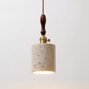 <span class=keywords><strong>Suspension</strong></span> LED rétro style Wabi-Sabi japonais en <span class=keywords><strong>bois</strong></span> jaune et pierre Huangdong pour chambre et salle à manger - Product Image 5