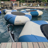 Trampoline aquatique gonflable, plateforme de plongée et d'éclaboussures, échelle, diamètre 3m, matériau PVC, certifié CE, usage commercial et en station balnéaire