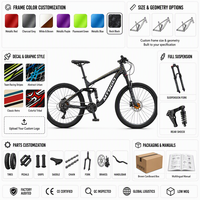 MTBGO Meilleure Vente OEM ODM Vélo Tout-Terrain à Cadre en Acier et Suspension Arrière pour Adulte, Couleur Personnalisée, Système de Transmission 21-30 Vitesses, VTT pour Homme