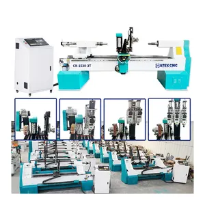 Energy efficient CK-1530 3T Multi function CNC Wood Lathe with planner lathe for pole table leg