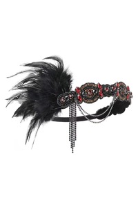 Diadema de Plumas Gatsby para Mujer, Diadema Vintage con Borlas de Diamantes de Imitación, Accesorio para Disfraz de Fiesta de los Años 20 - Product Image 3