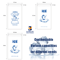 Sac à glace en PE transparent avec cordon de serrage, grande capacité, robuste, support pour glaçons, qualité alimentaire, logo personnalisé, fournitures pour supermarchés et maison