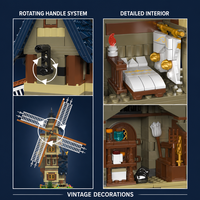 Set de Bloques de Construcción de Arquitectura Medieval Personalizado, Etiqueta Privada OEM, Ladrillos de Casa Retro MOC, Juguete STEM para Adultos, Decoración