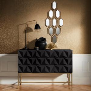 ตู้ไซด์บอร์ดสไตล์ดั้งเดิมสุดหรู ทำจากไม้อัดเอ็มดีเอฟ สำหรับบ้านหรือโรงแรม ฐานโลหะสีทอง เหมาะสำหรับห้องนั่งเล่นหรือห้องนอน - Product Image 2