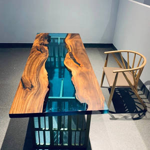 Wholesale Luxury Furniture Living Room Conference <strong>Table</strong> <strong>Top</strong> <strong>Resin</strong> Epoxy Blue River Ocean Glass <strong>Resin</strong> Dining <strong>Table</strong> - Product Image 2