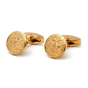 Mancuernillas de Lujo de Alta Calidad, Mancuernillas de Metal con Personalidad, Mancuernillas Redondas de Acero Inoxidable Doradas para Camisa - Product Image 2