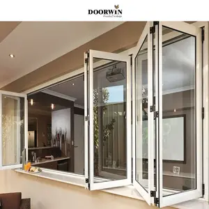 Modern Residence Kitchen Door Rapid Ventilation Bifold Glazing Fold Window In Wood Aluminum Alloy For Villa Application