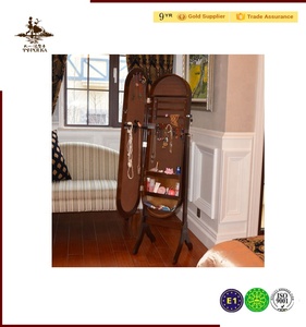 Armoire à bijoux moderne et personnalisée de forme ovale JC48 Meuble de salon en panneau de bois MDF avec miroir sur pied encadré Chambre à coucher - Product Image 3