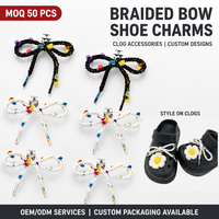 Nouveaux Breloques de Chaussures Nœuds Tressés Faits Main avec Clips Métalliques Vente en Gros Cadeau Mignon Accessoires Décoratifs DIY Convient aux Sabots et Sandales