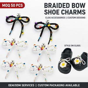Nuevos Adornos para Zapatos con Lazo Tejido a Mano y Clips Metálicos, Venta al por Mayor, Regalo Bonito, Accesorios Decorativos DIY, Compatibles con <span class=keywords><strong>Zuecos</strong></span> y Sandalias - Product Image 1