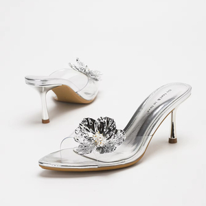 4302A-55 Chaussures Femme Personnalisées Bout Ouvert Ornements Fleur Dorée Sandales d'Été à <span class=keywords><strong>Talon</strong></span> Haut et Bouche Peu Profonde Ultra Tendance - Product Image 3