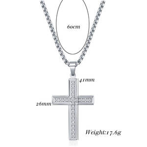 Collier avec pendentif en acier inoxydable 316L, plaqué or 14K 18K PVD, zircon, bijoux fins, collier croix doré tendance pour femmes et hommes - Product Image 6