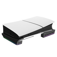 Support portatif de présentoir de PG-P5S02 pour le support horizontal mince de stockage de PS5 avec l'éclairage de RVB avec 4 ports USB