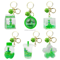 Porte-clés carré avec figurines de dinosaures à l'intérieur, avec cordon et clochette, couleur verte, personnalisation disponible, pendentif de sac