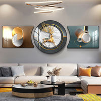 Ensemble d'art mural moderne en 3 pièces, motifs abstraits variés avec panneau central rond pour la décoration du salon, de l'hôtel ou du bureau