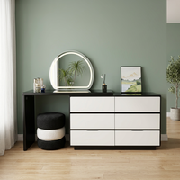 Table de maquillage moderne sur pied avec rangement, en MDF durable et écologique, pour chambre à coucher