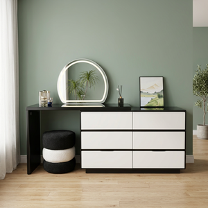 Modern Makeup Vanity Table <b>With</b> <b>Lighted</b> <b>Mirror</b> Storage Desk For Bedroom Furniture - Product Image 4
