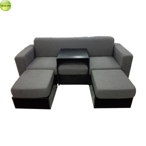 Canapé-<span class=keywords><strong>lit</strong></span> pliable <span class=keywords><strong>2</strong></span> <span class=keywords><strong>places</strong></span> en tissu au design moderne avec repose-pieds et table basse pour salon, usage <span class=keywords><strong>de</strong></span> loisirs - Product Image 4