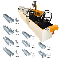 Machine de profilage automatique pour montants et rails de cloisons sèches, pour la production d'acier léger, avec découpe hydraulique motorisée