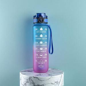 Nouvelle bouteille d'eau de sport en plastique de 32 oz, sans BPA, avec couvercle à rabat, marqueur de temps et paille-filtre, pour la gym et la motivation - Product Image 2