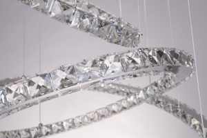 Zèle éclairage escalier en gros acier or anneaux de luxe pendentif en cristal lumière chaude pour le salon - Product Image 5