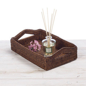 Plateau de service rond en rotin tissé à la main du Vietnam, panier de rangement vintage avec poignée, écologique et durable, couleur et taille personnalisables - Product Image 3