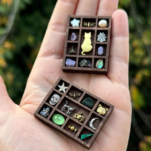 ゴシック魔女装身具箱ハロウィーンディスプレイキャビネット奇妙なオーガナイザー木製アート影収納ミニCurio棚 - Product Image 3