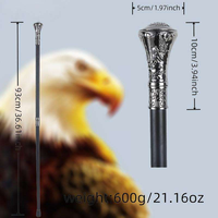 Canne de marche décorative en métal avec motif d'aigle sphérique noir, élégante canne de gentleman