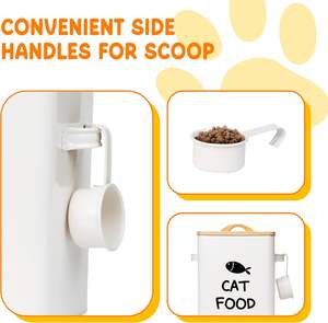 Contenitore per alimenti per gatti ecologico bianco crema ermetico con coperchio in bambù solido palop organizzatore per gli amanti dei cani da gatto - Product Image 4