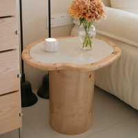 Table basse en bois de palissandre et marbre naturel, design rustique en bois massif, petite table de forme irrégulière, entièrement assemblée, luxe léger