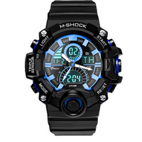 Olika jam tangan Digital Chronograph Analog pria, arloji olahraga LED bercahaya dengan kalender penyelam tali modis untuk anak