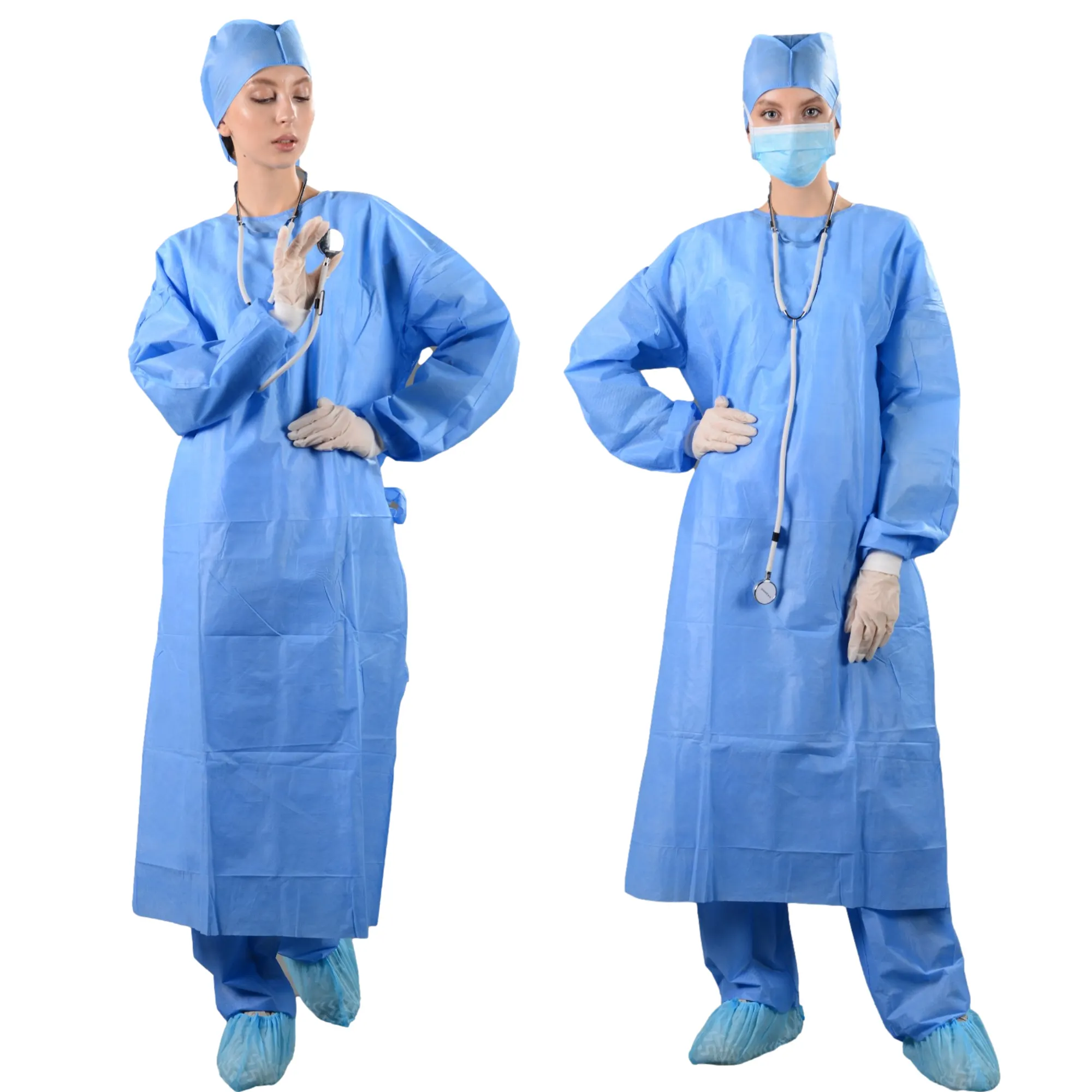 EN13795 Hospital Gowns AAMI Medical Disposable surgical Gown Non-Woven SMS Surgical Material PE & PP EOS Disinfecting Type