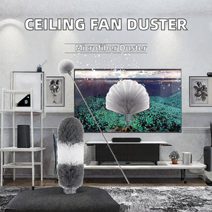 Plumeau en microfibre ORIGINAL avec manche extensible, plumeau pour ventilateur de plafond, brosse de nettoyage ronde pour ventilateur, gris - Product Image 2