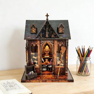 <span class=keywords><strong>Casa</strong></span> <span class=keywords><strong>de</strong></span> Muñecas <span class=keywords><strong>de</strong></span> Madera en Miniatura DIY, Rompecabezas 3D <span class=keywords><strong>de</strong></span> Madera con Cubierta Antipolvo, Ideal para Regalo, Puede Iluminarse - Product Image 4