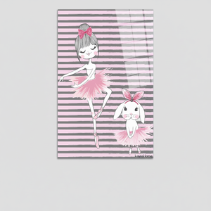 Printed <b>Canvas</b>: Ballet Girl & Rabbit Nursery <b>Wall</b> Art,TEMPERED GLASS ART - Product Image 2
