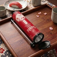 Boîte d'emballage pour sushi en tube de carton rouge rond de qualité supérieure, boîte alimentaire jetable de qualité alimentaire, boîte de transport pour aliments