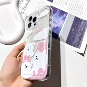 Coque de protection transparente pour iPhone 16 15 14, motif chien mignon et amusant, anti-chute, avec airbag, style coréen, prix abordable - Product Image 4