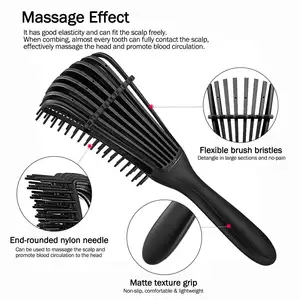 Brosse à cheveux de marque privée avec logo personnalisé, vente d'usine, massage du cuir chevelu, brosse démêlante pour cheveux bouclés avec brosse démêlante