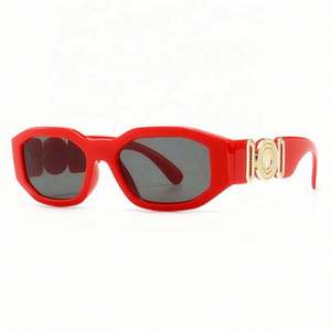 Vente en gros de lunettes de soleil vintage personnalisées avec logo orange rouge, à jambes larges, UV400, petites lunettes de soleil polygonales 2021 - Product Image 6