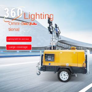 Мобильная всенаправленная осветительная вышка на прицепе с гидравлическим подъемом 9 м, мощностью 400 Вт, дальностью освещения 300 м, двигатель, гарантия 1 год от производителя - Product Image 1
