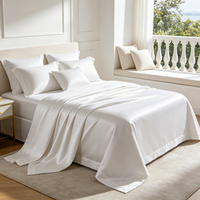 Ensemble de literie de luxe pour hôtel en coton égyptien 100% - Drap plat, housse de couette, taie d'oreiller - Draps blancs écologiques 400TC personnalisés