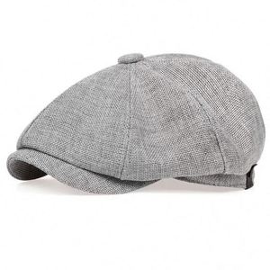 <b>Mens</b> 8 Panel Wool Blend Newsboy <b>Flat</b> Herringbone Tweed Hat Classic Vintage Cotton Ivy Cabbie Gatsby Driving Hats Beret <b>Cap</b> - Product Image 2