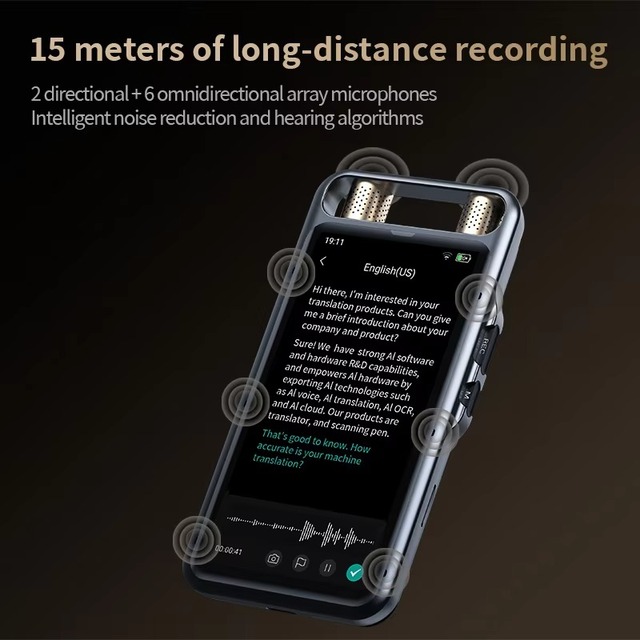 Professional AI Voice Recorder for Office Meetings 134 Languages Real-Time Translation High-Definition Noise Reduction Built-In