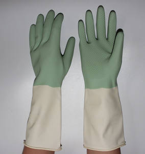 Suncend Spray/flock doublé écailles de poisson poignée roulée manchette deux couleurs gants de ménage - Product Image 5