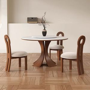 Ensemble de table à manger en bois massif moderne, design artisanal écologique et durable, base stable, 6 places, pour appartement, hôtel, villa, cour - Product Image 5